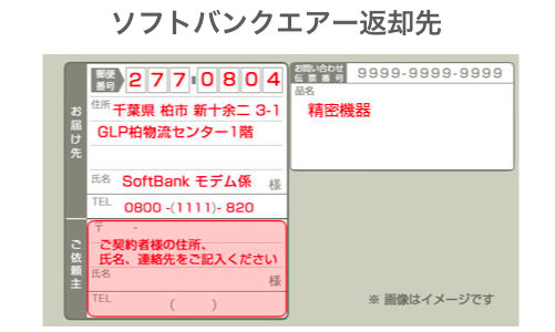 ソフトバンクエアーの返却先